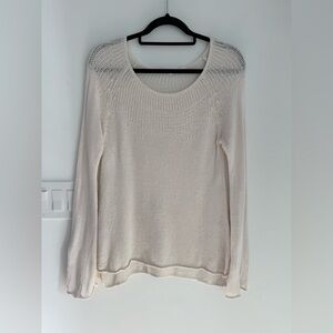 Anthropologie Moth Women's Small Off White Knit Linen Blend Sweater